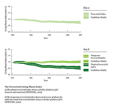 The Freshwater Living Planet Index a) The global freshwater index shows a decline of 35% between ... / ©: WWF/ZSL / ©: WWF/ZSL